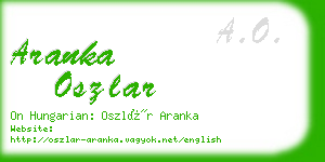 aranka oszlar business card